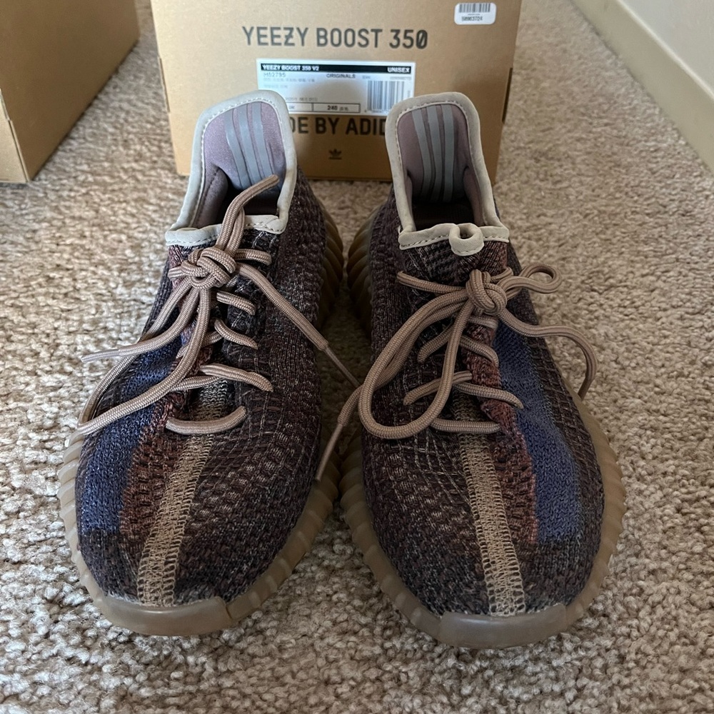 Yeezys in blue/purple color way